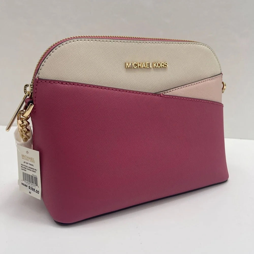 Michael Kors Jet Set Travel Medium Dome Crossbody XCROSS XBODY Bag  Rosewood NWT